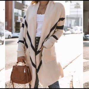 NWT Vici brand Newbury Mocha Java Pocketed Chevron Cardigan